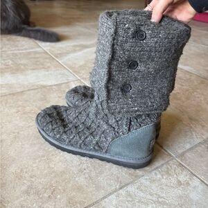 UGG Charcoal Knit Ankle Boots